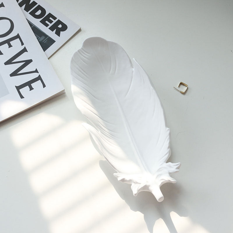 Gypsum feather decoration storage tray decoration necklace accessories cosmetics perfume photography posing props eprolo