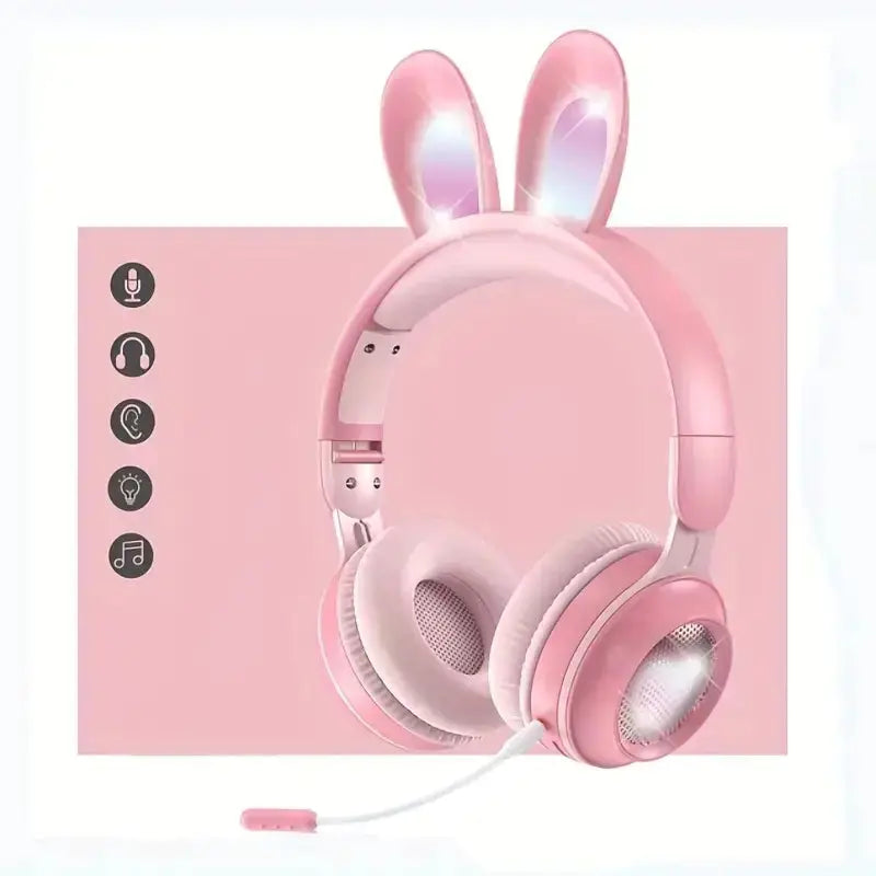 Cute Rabbit Wireless Headphones with RGB LED for Kids Shopera