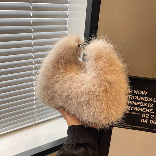 Luxury Designer  Plush Women's Handbag Casual Crossbody Bag Small Cloud Tote Winter New Trend eprolo