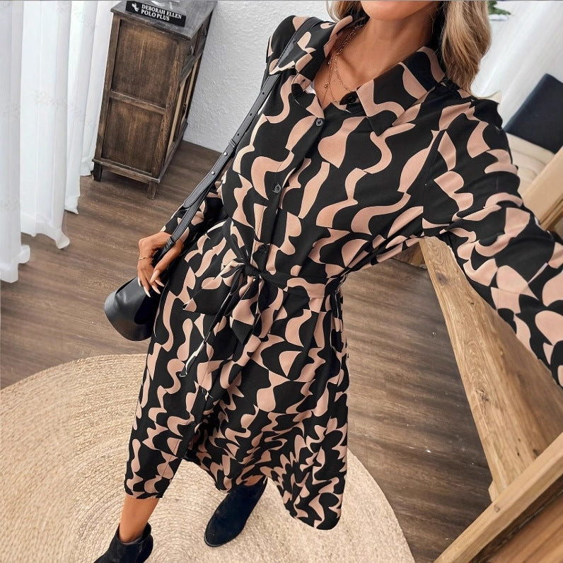 New Fashion Slim-fit Mid-length Geometric Dress