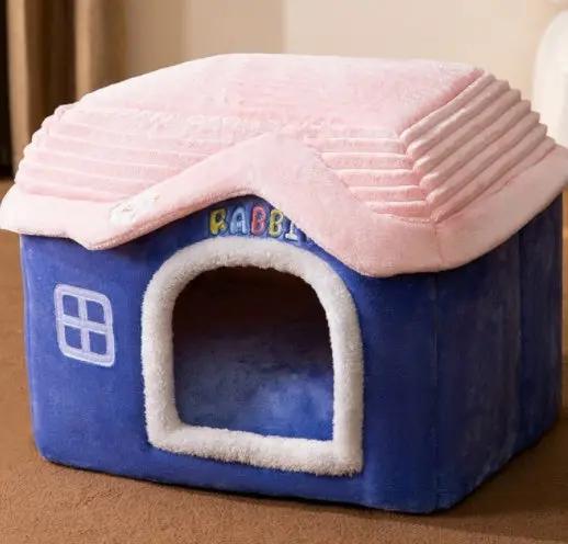 Foldable Dog House Pet Cat Bed Winter Dog Villa Sleep Kennel Removable Nest Warm Enclosed Cave Sofa Pets Supplies null