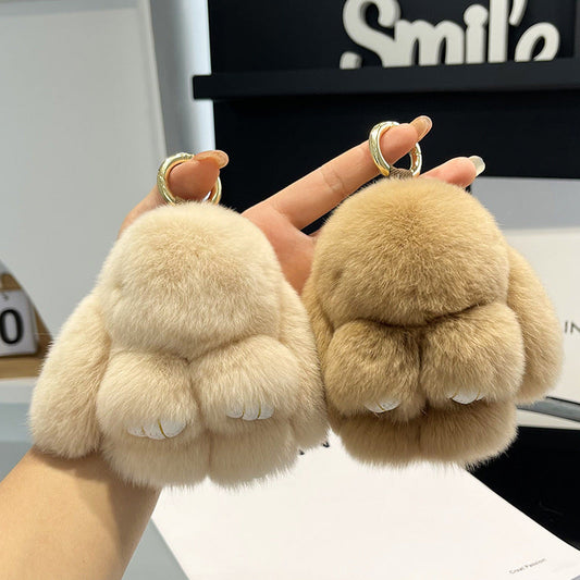 Cute Rex Rabbit Fur Doll Bunny Car Keychain Pendant Mini Bag Plush Dead Ornament Rabbit eprolo