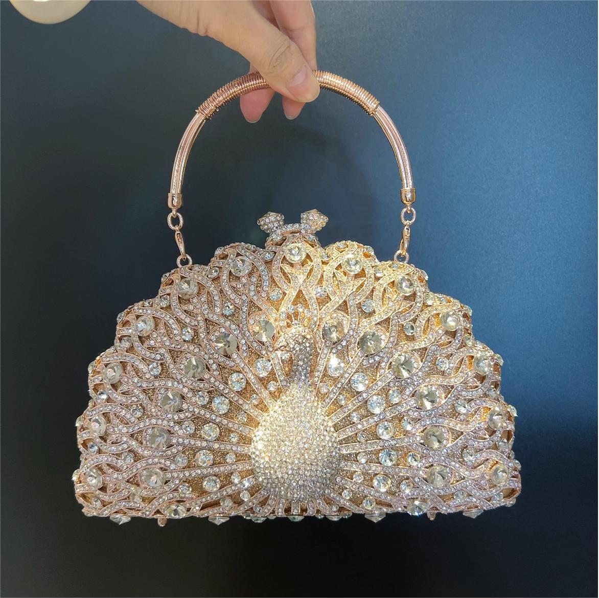 Large Peacock Diamond Set Banquet Bag Luxury Diamond Handbag European and American Banquet Handbag Crossbody Bag eprolo