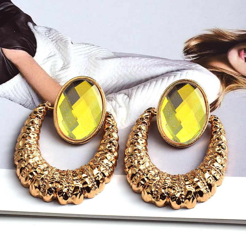 Earrings New Oval Alloy Crystal Diamond Jewelry Round eprolo