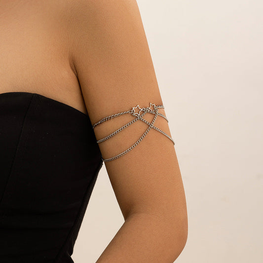 Ethnic style punk adjustable alloy pentagram cross Leg Chain eprolo