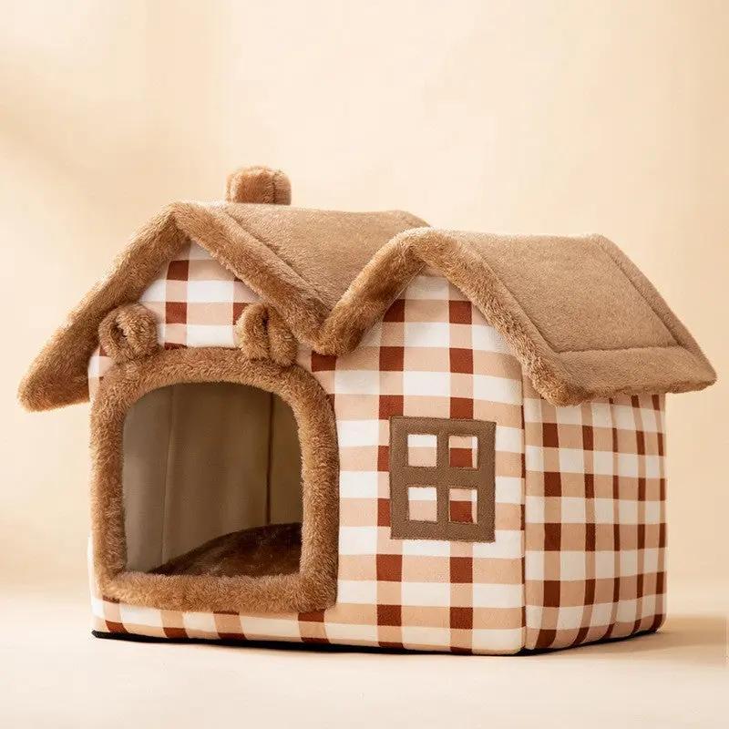 Foldable Dog House Pet Cat Bed Winter Dog Villa Sleep Kennel Removable Nest Warm Enclosed Cave Sofa Pets Supplies null