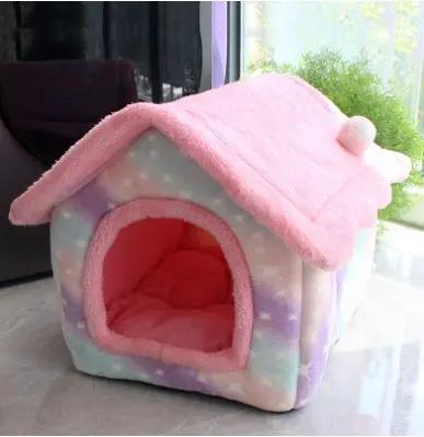 Foldable Dog House Pet Cat Bed Winter Dog Villa Sleep Kennel Removable Nest Warm Enclosed Cave Sofa Pets Supplies null