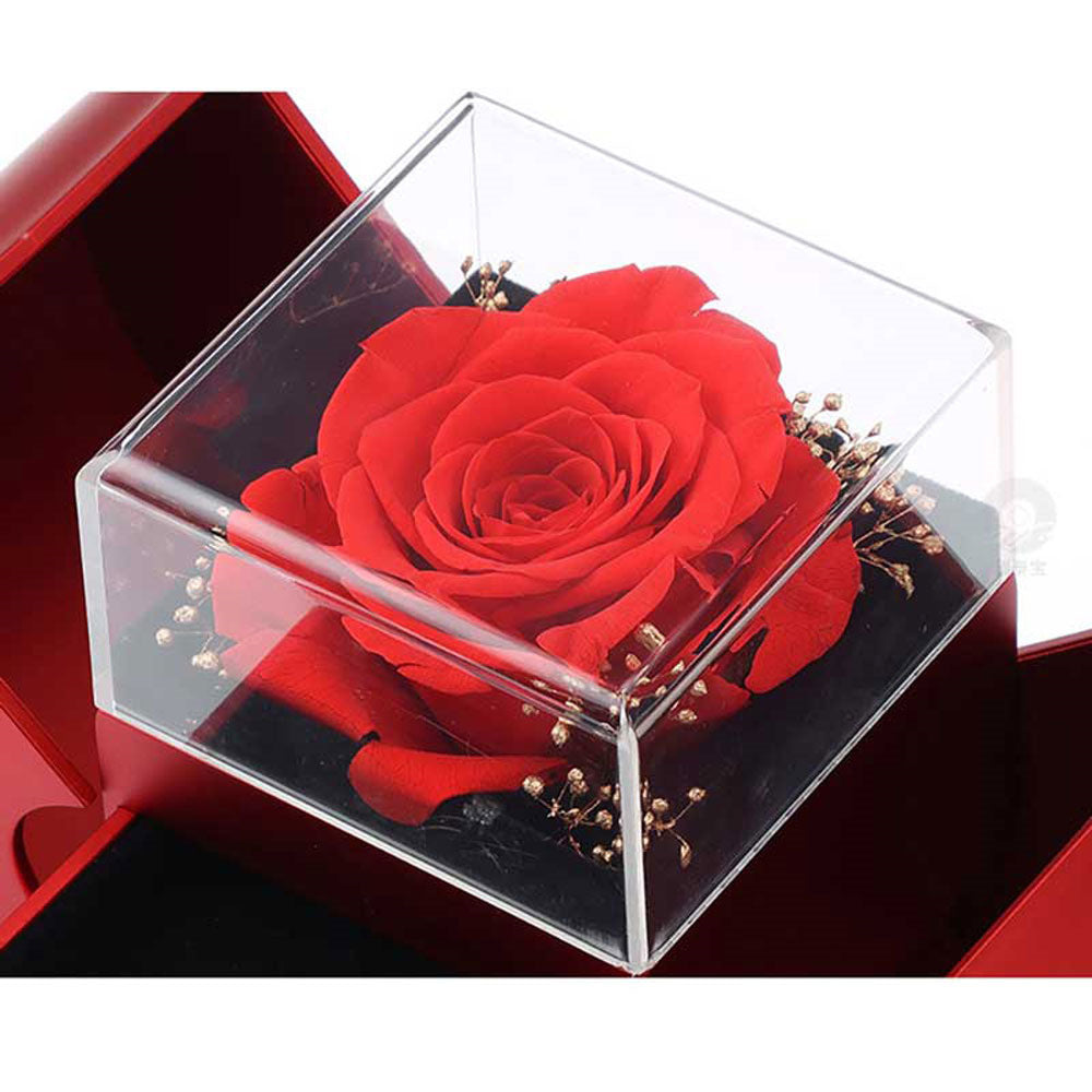 Fashion Jewelry Box Red Apple Christmas Gift Necklace Eternal Rose For Girl Mother's Day Valentine's Day Gifts With Artificial Flower Rose Flower Jewelry Box Shopera
