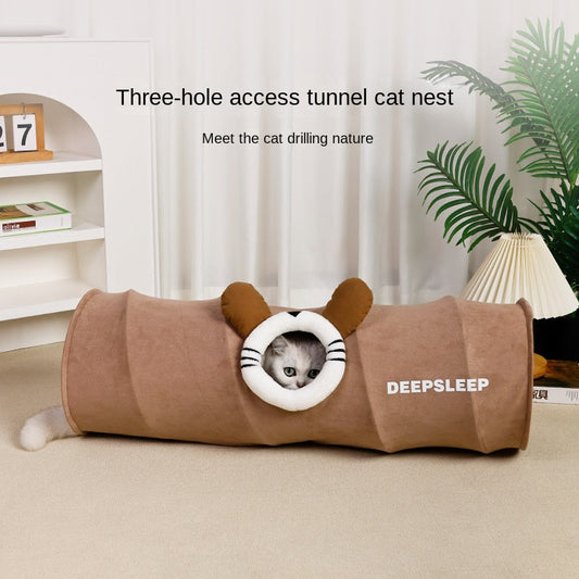 Cat Rolling Cage Toy Hide-and-Seek Straight Tunnel Cat Bed Universal Pet Cat Tunnel eprolo