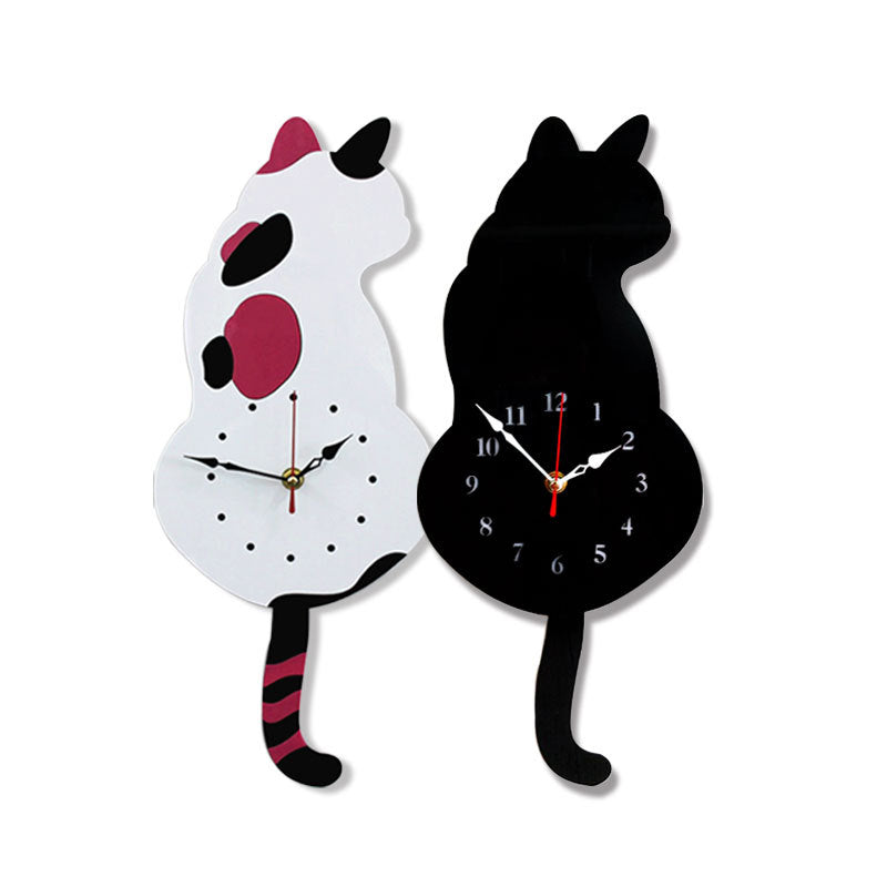 Cartoon art clock home decoration living room wagging tail cat children's room creative wall clock eprolo