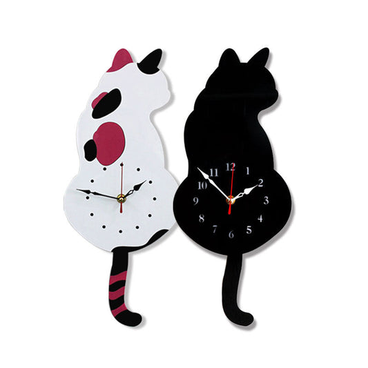 Cartoon art clock home decoration living room wagging tail cat children's room creative wall clock eprolo