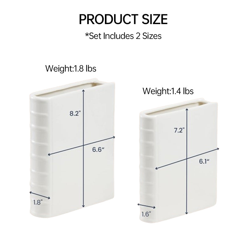 Book Vase - Ceramic, Cute & for Home Decor, with Flower & Shelf Options eprolo