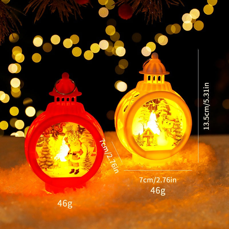 Christmas Decorative Candle Lanterns, Santa Claus Snowman Retro Window Light Display OrnamentChristmas Gift eprolo