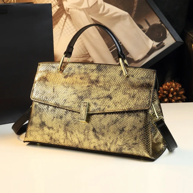 Snake Print Leather Women Bags Luxury Fashion Ladies Handbags Shoulder Crossbody Bag Portable Mother Top Handle Tote Bags eprolo