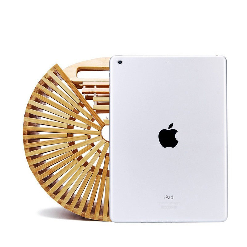 Handheld bamboo woven bag handcrafted woven bag retro hollow beach bag eprolo