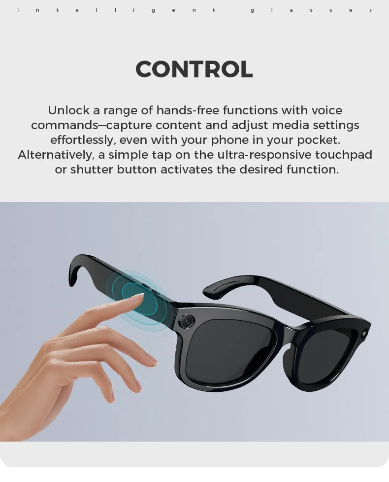 Bluetooth AI shooting glasses Bluetooth call voice assistant real-time translation 5-megapixel shooting stabilization eprolo