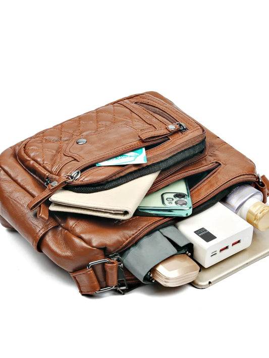 PU Leather Multi Pockets Adjustable Strap Shoulder Bag eprolo