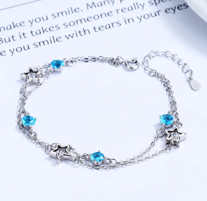 Double Layer Star Bracelet in S925 Sterling Silver