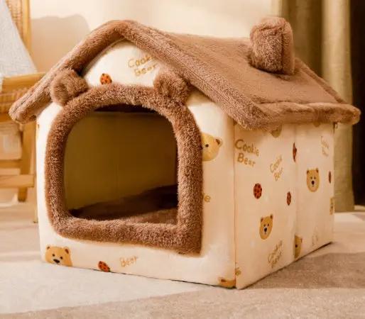 Foldable Dog House Pet Cat Bed Winter Dog Villa Sleep Kennel Removable Nest Warm Enclosed Cave Sofa Pets Supplies null