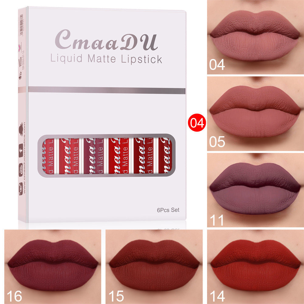 6 Boxes Of Matte Non-stick Cup Waterproof Lipstick Long Lasting Lip Gloss Shopera