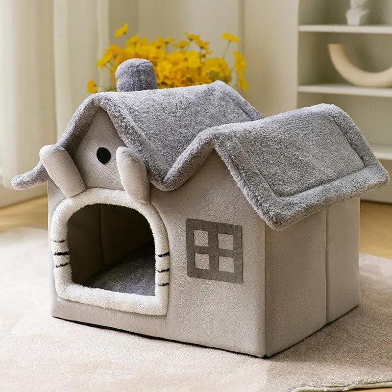 Foldable Dog House Pet Cat Bed Winter Dog Villa Sleep Kennel Removable Nest Warm Enclosed Cave Sofa Pets Supplies null