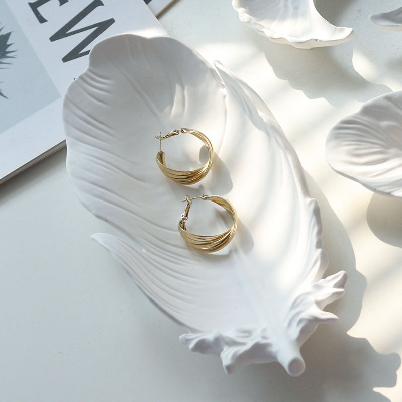 Gypsum feather decoration storage tray decoration necklace accessories cosmetics perfume photography posing props eprolo