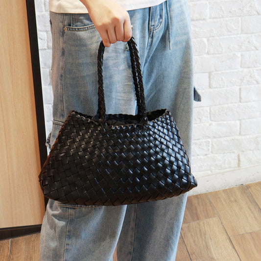 Trendy Retro Large Capacity Handbag Pure Handmade Woven Maternity Bag Commuter Shoulder Tote Bag eprolo