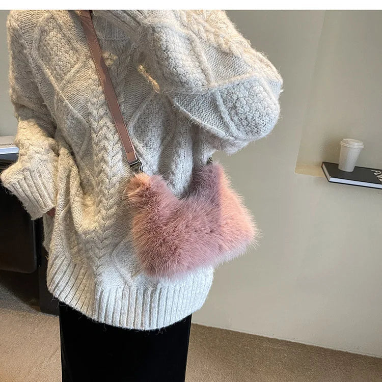 Luxury Designer  Plush Women's Handbag Casual Crossbody Bag Small Cloud Tote Winter New Trend eprolo