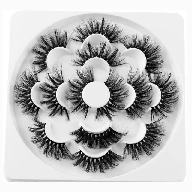 7 Pairs 3D Mink Hair False Eyelashes 25mm Lashes Thick Long Wispy Fluffy Handmade False Eyelashes eprolo