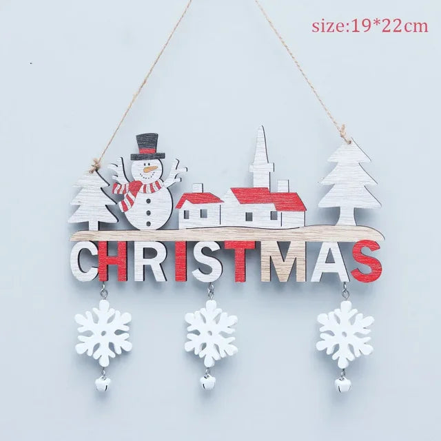 Wooden Christmas Pendants Door Wall Xmas Decor Christmas Tree Hanging Ornaments Happy New Year  Naviidad Decor For Home eprolo
