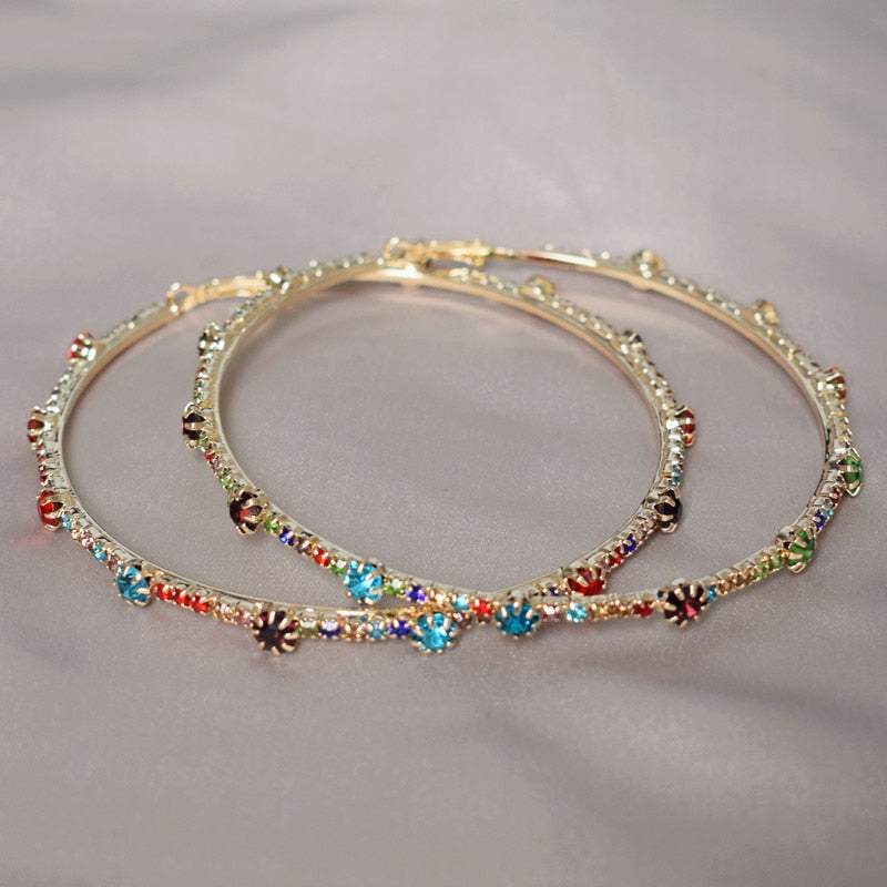 Colorful Diamond Bohemian Earrings Temperament Fashion Circle Earrings eprolo