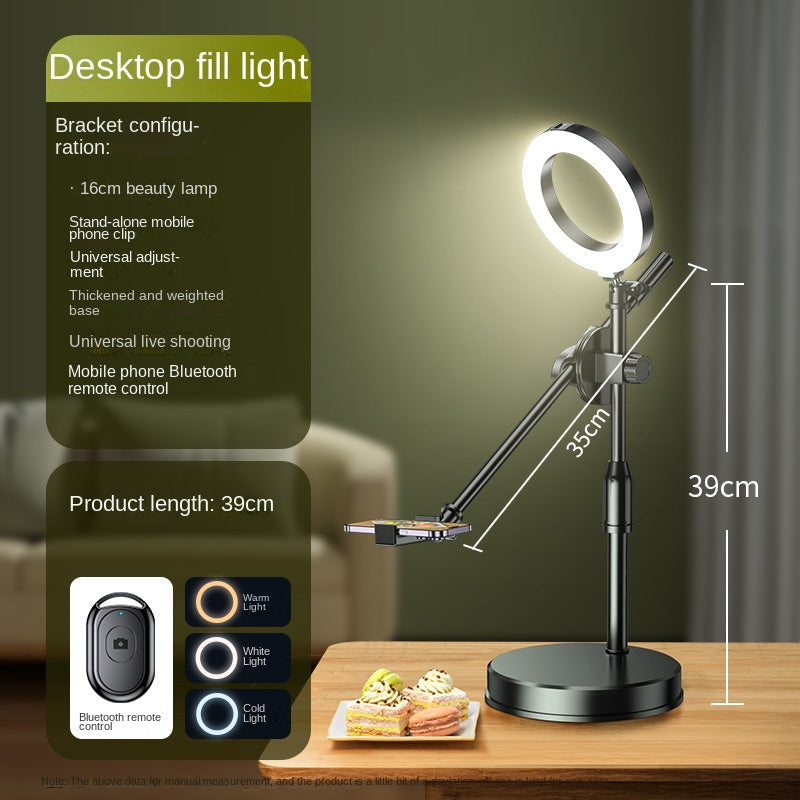 Mobile Phone Overhead Shooting Stand for Food Photography, Drawing, and Live Streaming - Adjustable Dual-Camera Position Desktop Phone Holder with Fill Light eprolo