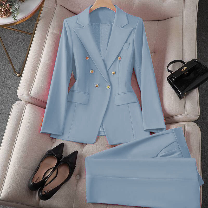 Korean Casual Design Blouse Trouser Suit Shopera