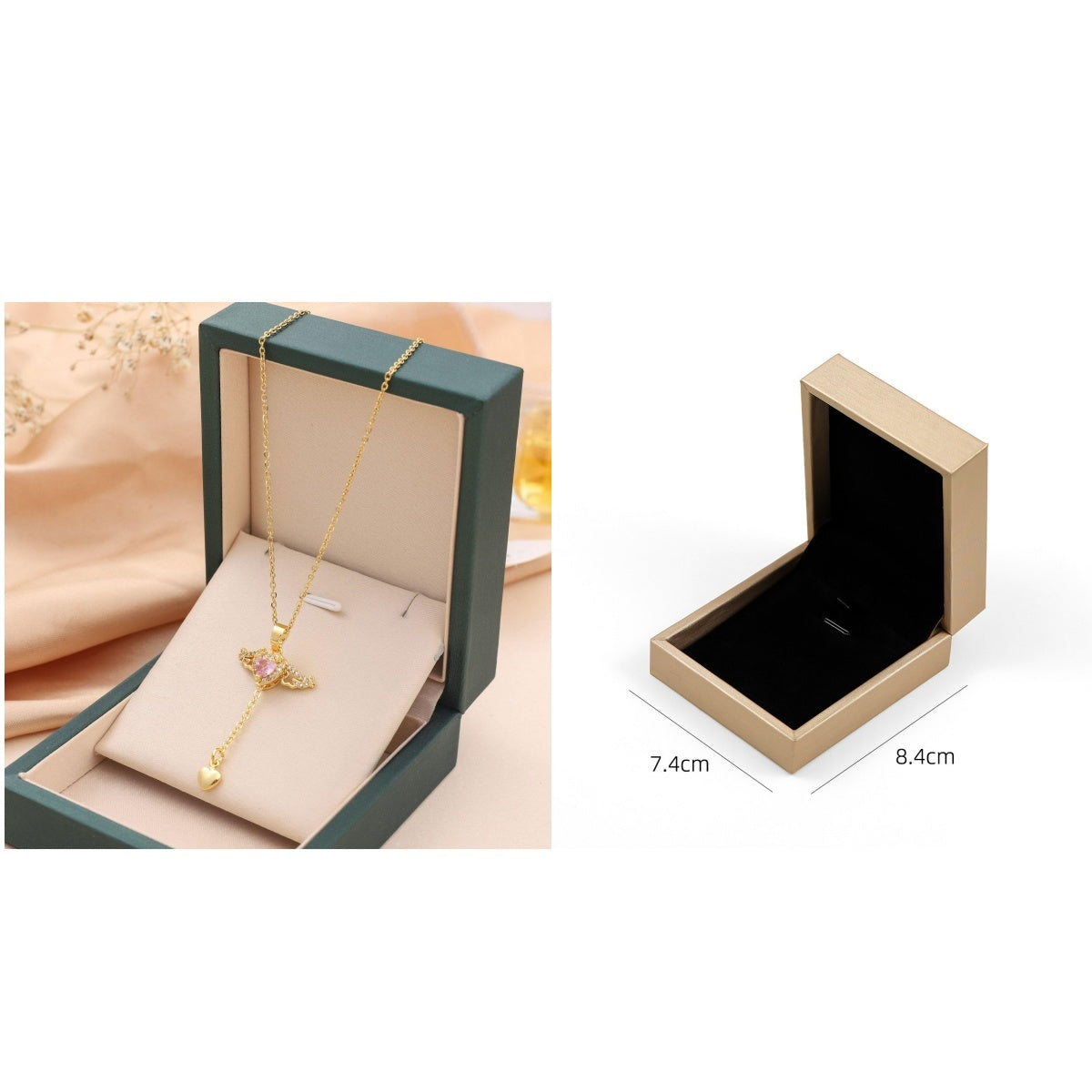 Moving Cupid Heart Angel Wings Tassel Necklace With Crystal Clavicle Chain Women Jewelry Gift Valentine's Day Shopera