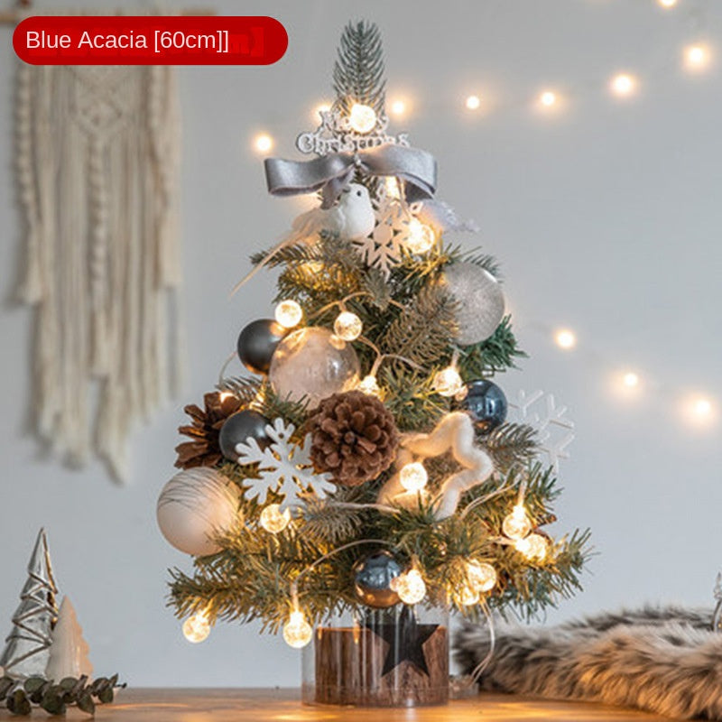 Mini Blue Christmas Tree Decoration - Desk Size Artificial Fir Tree for Holiday Display eprolo