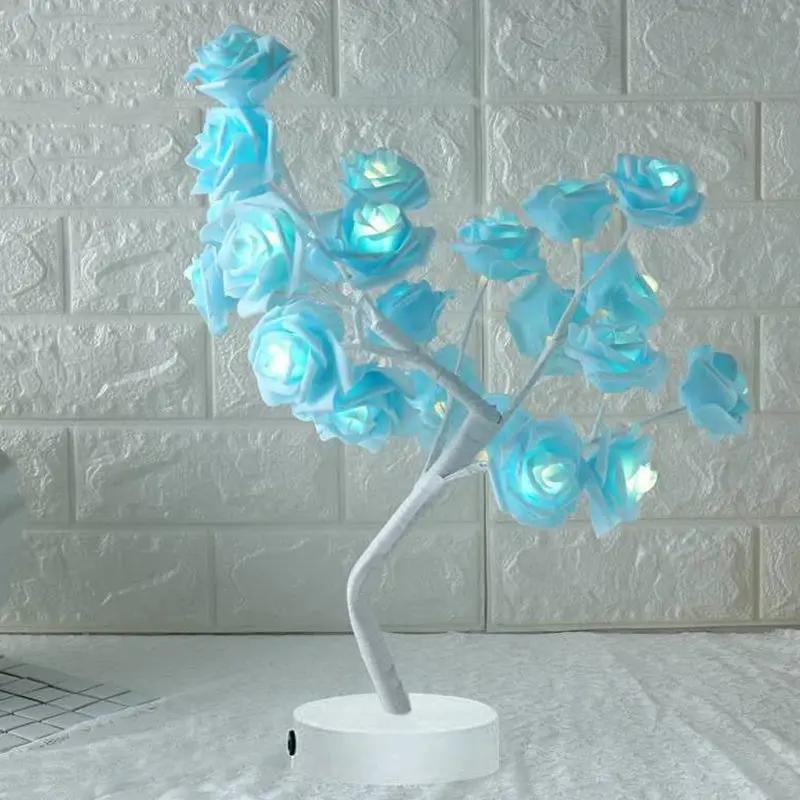 Rose Flower Lamp USB Battery Operated LED Table Lamp Bonsai Tree Night Lights Garland Bedroom Decoration Lights Home Decor null