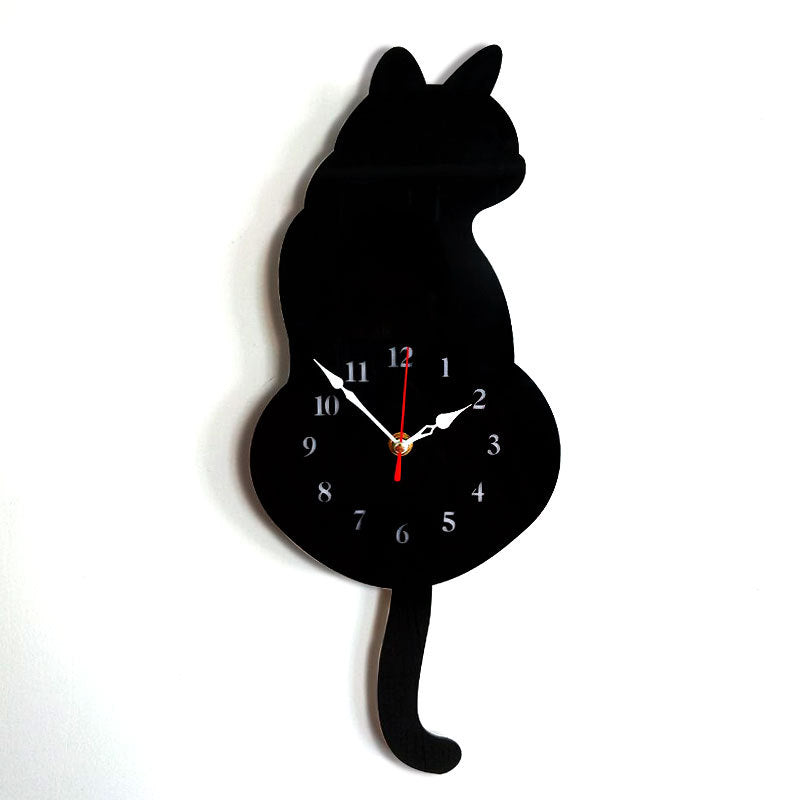 Cartoon art clock home decoration living room wagging tail cat children's room creative wall clock eprolo