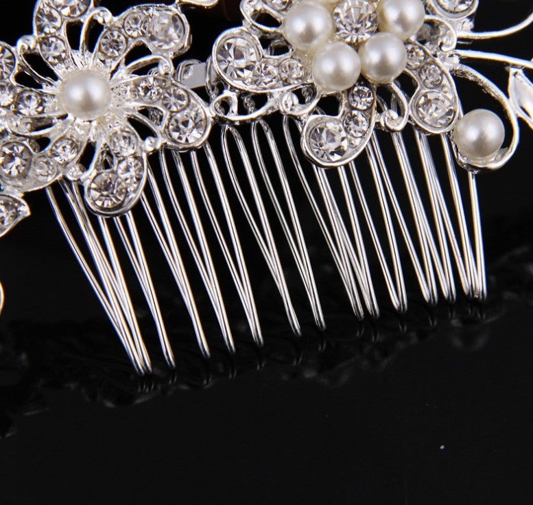 Hair comb, bridal rhinestone and pearl headdress, wedding dress accessories eprolo