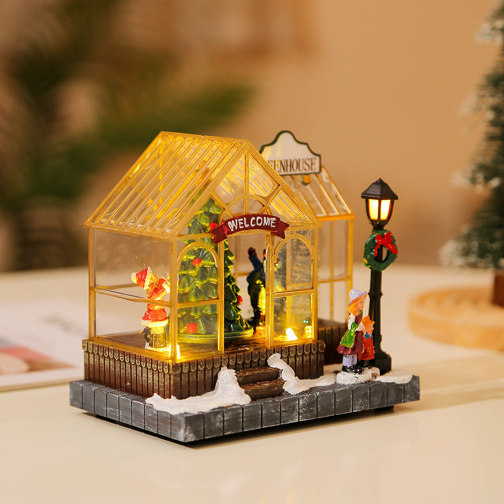 Christmas gifts, Christmas decorations, glowing music, houses, resin crafts, creative desktop ornaments eprolo
