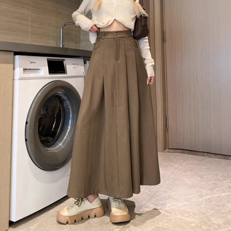 Pleated Suit Skirt for Women,Plus Size, Pear Shape, Long Slimming, Drapey A-Line Flared Skirt eprolo