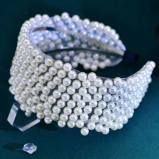 White Pearl Bride Headwear Handmade Beaded Hair Hoops, Hair Clips, Hair Accessories eprolo