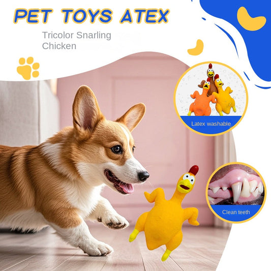 Pet Dog Toy Squeaky Chicken Latex Chew-Resistant for Large and Medium Dogs Boredom Relief Sound-Making Toy for Puppies eprolo