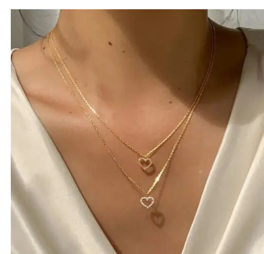 Gold Diamond Love Double-Layer Necklace for Women