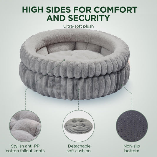 High-Quality Rabbit Fur Round Pet Bed for Dogs and Cats, Warm and Thick Small Dog Mat and Cat Sofa eprolo