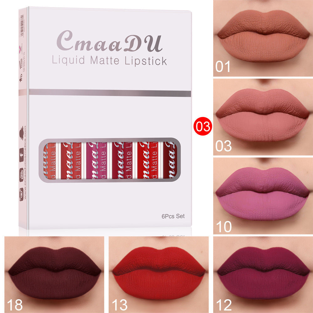 6 Boxes Of Matte Non-stick Cup Waterproof Lipstick Long Lasting Lip Gloss Shopera