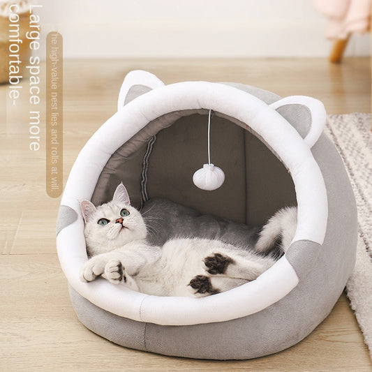 Cat House Universal Four Seasons Enclosed Cat House Dog Bed Winter Warm Pet Bed Cat Villa eprolo