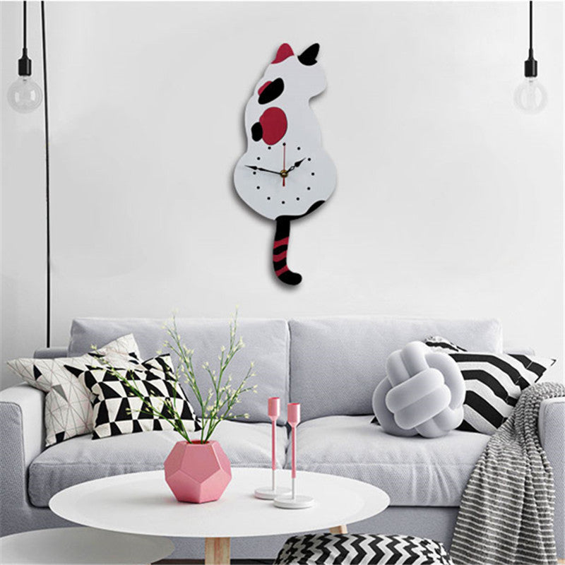 Cartoon art clock home decoration living room wagging tail cat children's room creative wall clock eprolo