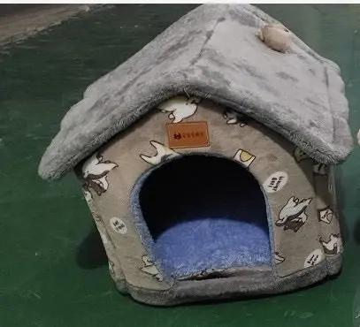 Foldable Dog House Pet Cat Bed Winter Dog Villa Sleep Kennel Removable Nest Warm Enclosed Cave Sofa Pets Supplies null