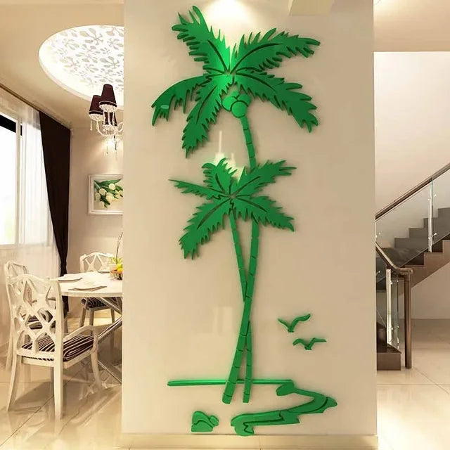 3D Coconut Tree Acrylic Mirror Wall Sticker For Children's Room Dining Room Living Room DIY TV Wall Background Home Decoration eprolo