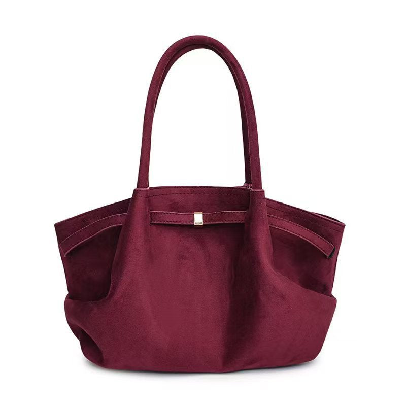 Suede tote bag for women in autumn and winter, high-end and niche design, large capacity commuting retro handbag eprolo